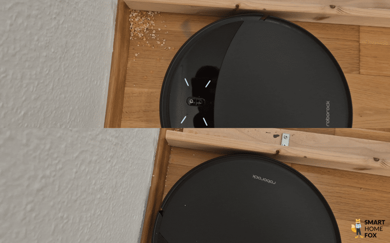 Der Roborock Saros 10R reinigt in einer Ecke.